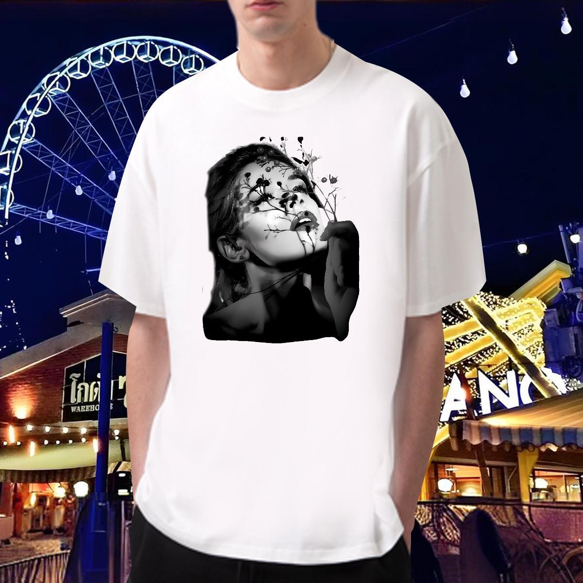 T Shirts Men 230g Cotton flower Hip Hop Breathable Short Sleeve Custom Printed Men Tops Tees Stylist TOP Quality Tops Shirt