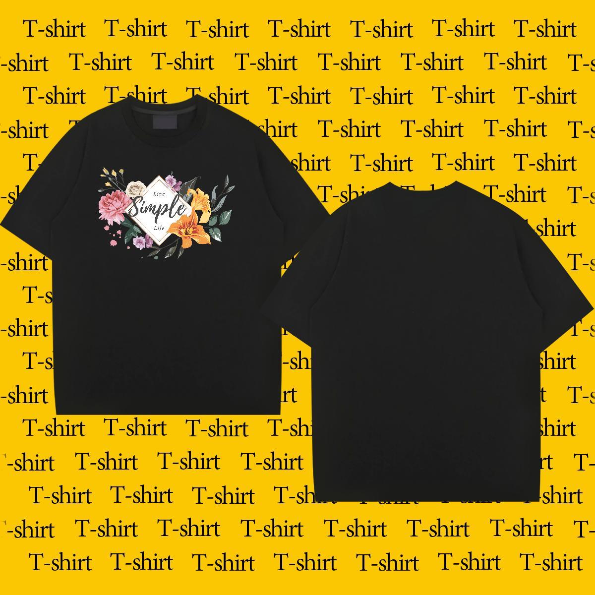 Casual New Men T Shirts 230g 100% Cotton flower Street Tee Shirt Round Neck Short Sleeve Comfortable Tshirt for Man Woman DIY Printed