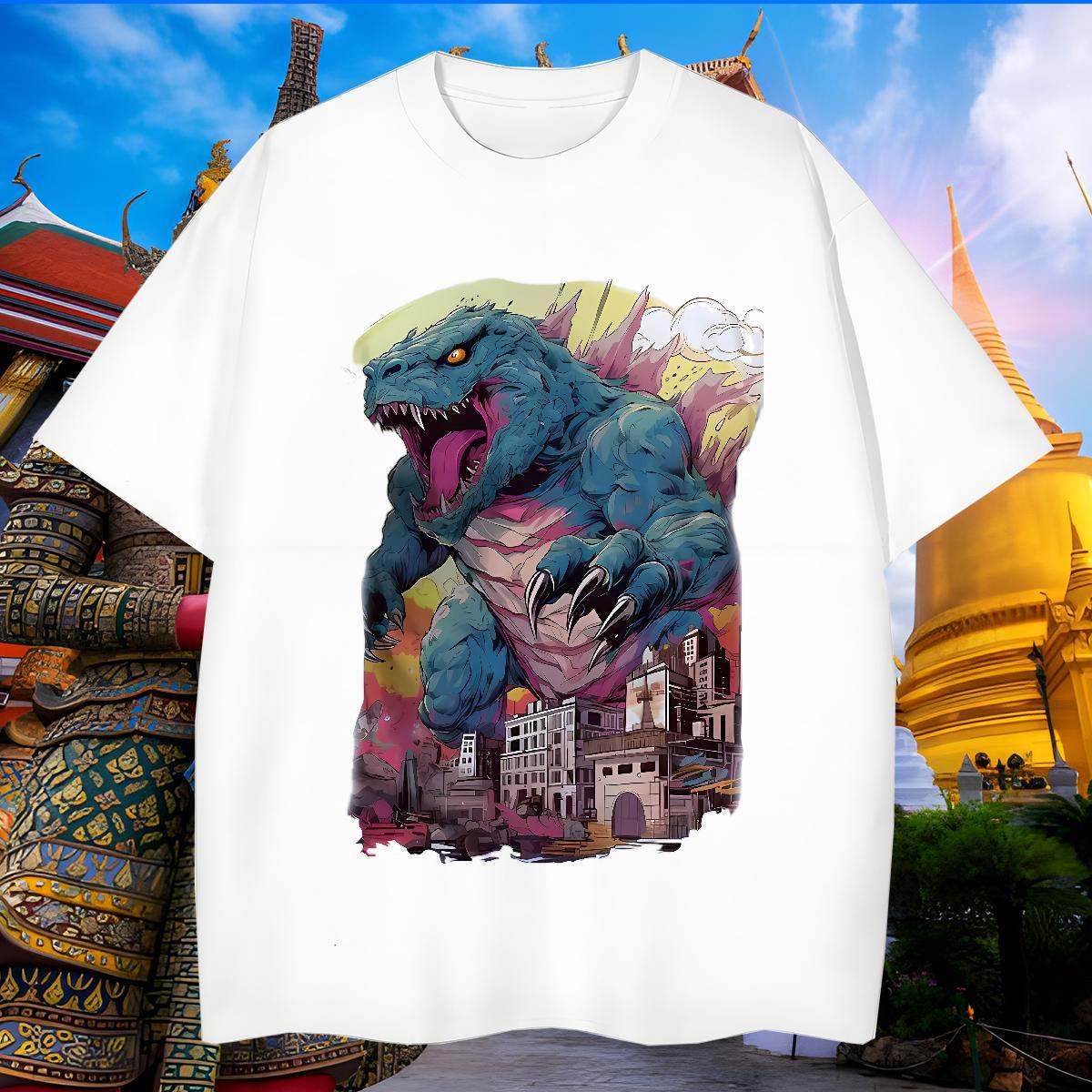 Free Shipping Tshirt for Man Woman 230g Pure Cotton dinosaur T-Shirts for Men Street Crew Neck Breathable Asian Size Fashion Designer Tee Shirt