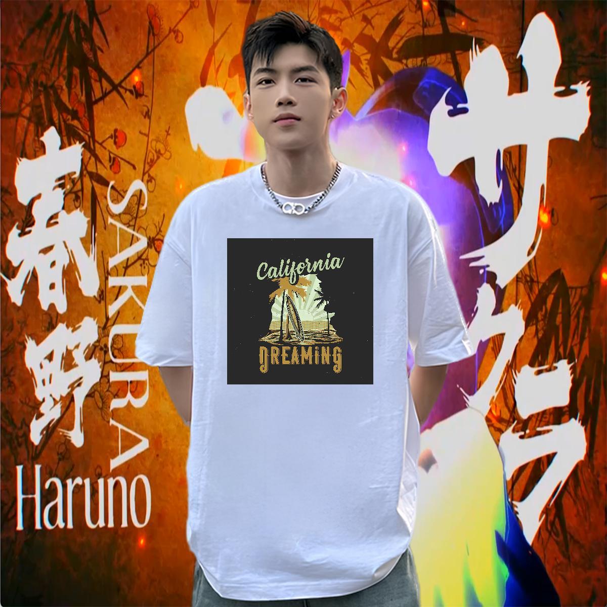 Customized Mens T Shirts surfboard Tee Shirt 230g Cotton Hip Hop Brand Anime Print O-Neck Short Sleeve Men Tops Tees