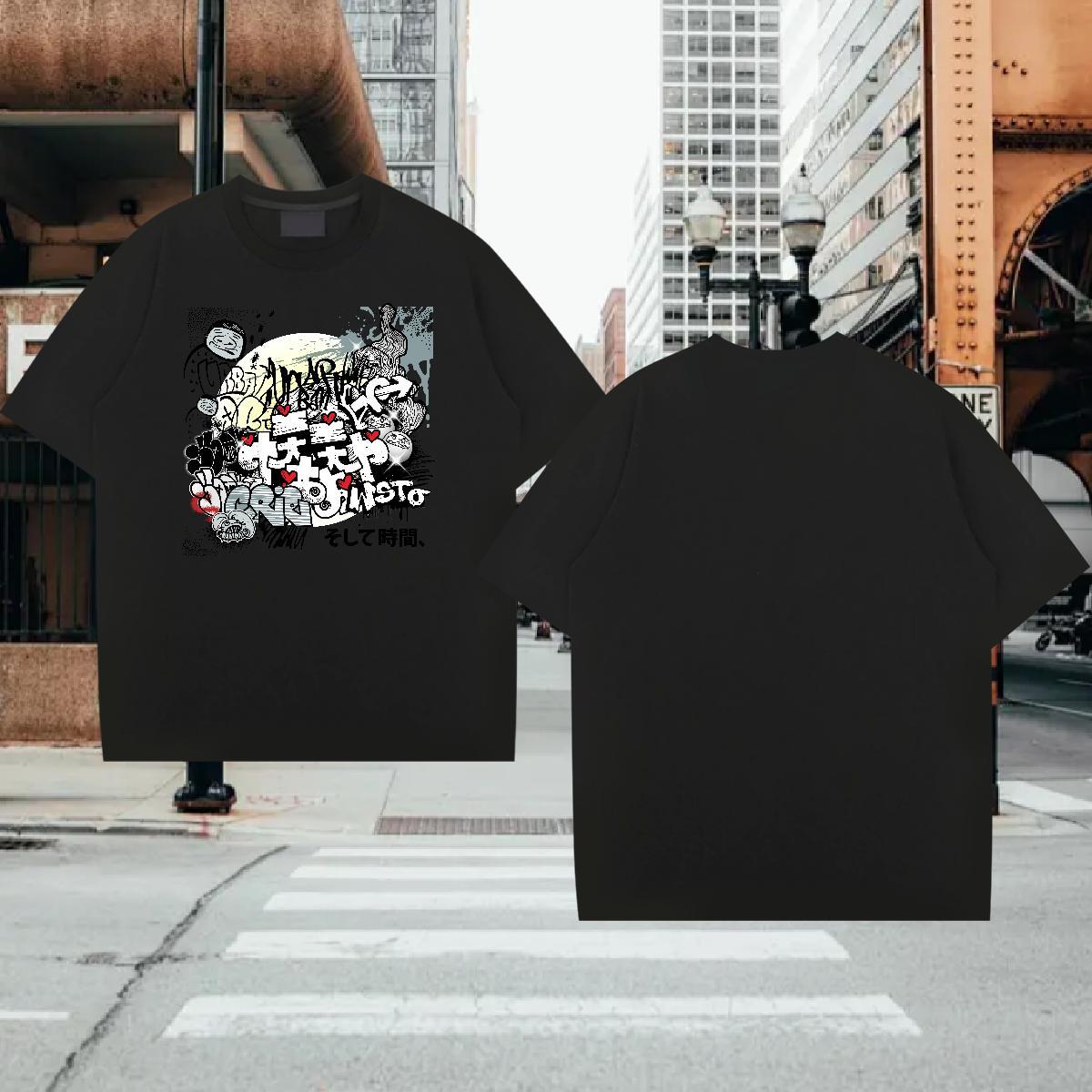 T-Shirts for Men 230g 100% Cotton icon Anime Printing Street Crew Neck Breathable Custom Big Size Tshirt for Man Woman New Comfortable Polos