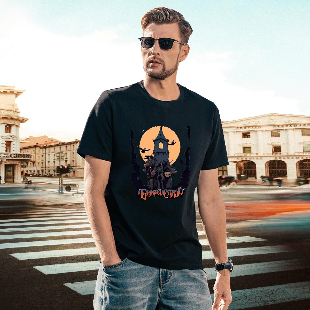 Casual New T-Shirts for Men 100% Cotton 230g Tower Spring Summer Tshirts Breathable Short Sleeve Soft Men Tees Black White