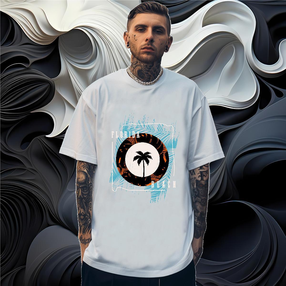 Fashion Casual Man T Shirts 230g Pure Cotton tree Daily Outfit Tee Shirt O-Neck Short Sleeve Unisex Men Clothes T-Shirt Customized Print