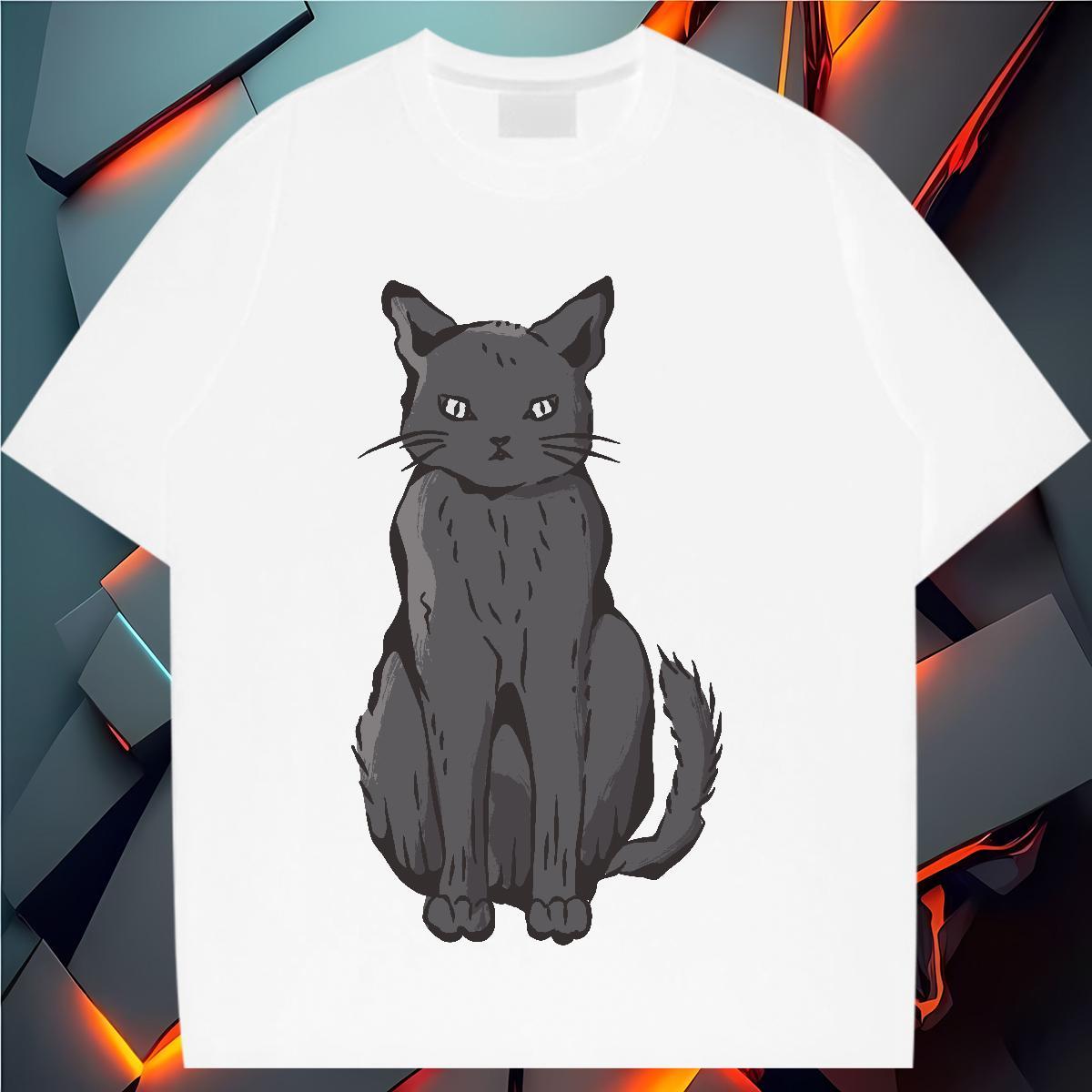 Wholesale Women T Shirts Short Sleeve O-Neck Unisex Tshirts Customized Print cat Hip Hop 230g Pure Cotton 2024 Casual Clothings