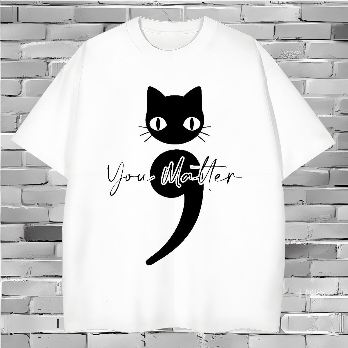 Mens T Shirts 230g 100% Cotton cat Street wear Hip Hop Breathable Short Sleeve DIY Men Tops Tees Fashion Casual Brand Top Tees