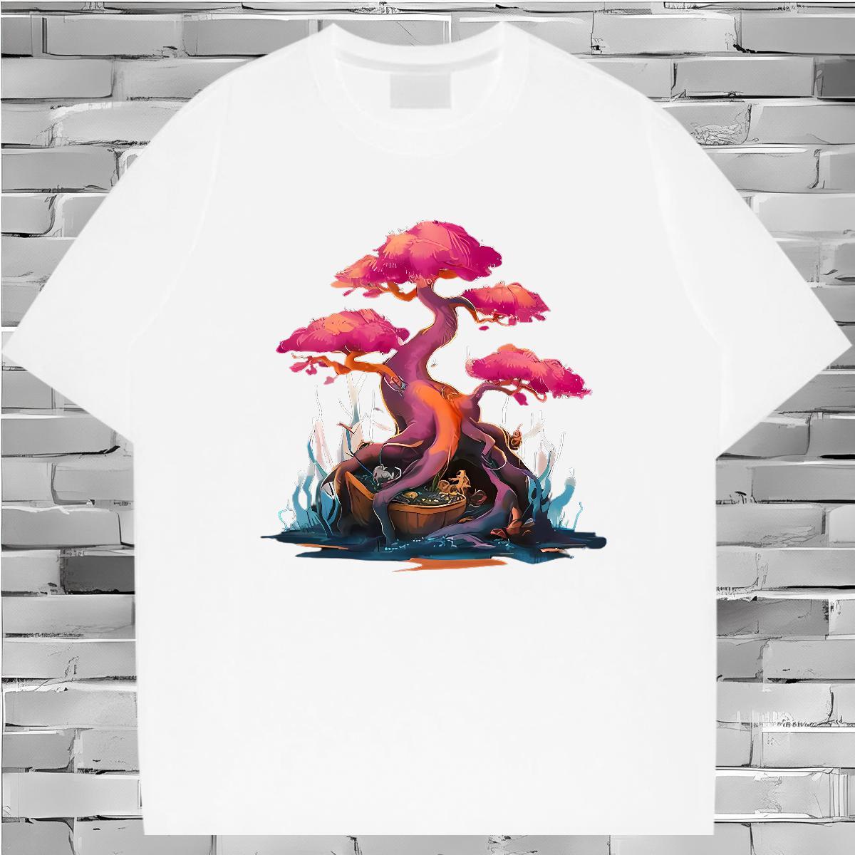 T Shirts Men 230g Pure Cotton tree Street Casual Breathable Soft Oversized Tshirt for Man Woman Fashion Design Classic Tees