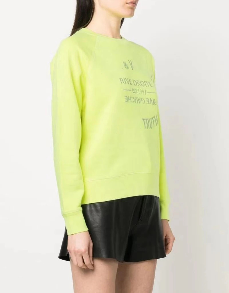 Classic Letter Embroidery Cotton Sweatshirt For Women Autumn Winter Crewneck Long Sleeve Pullover Sweatshirt-8 Colors 240806