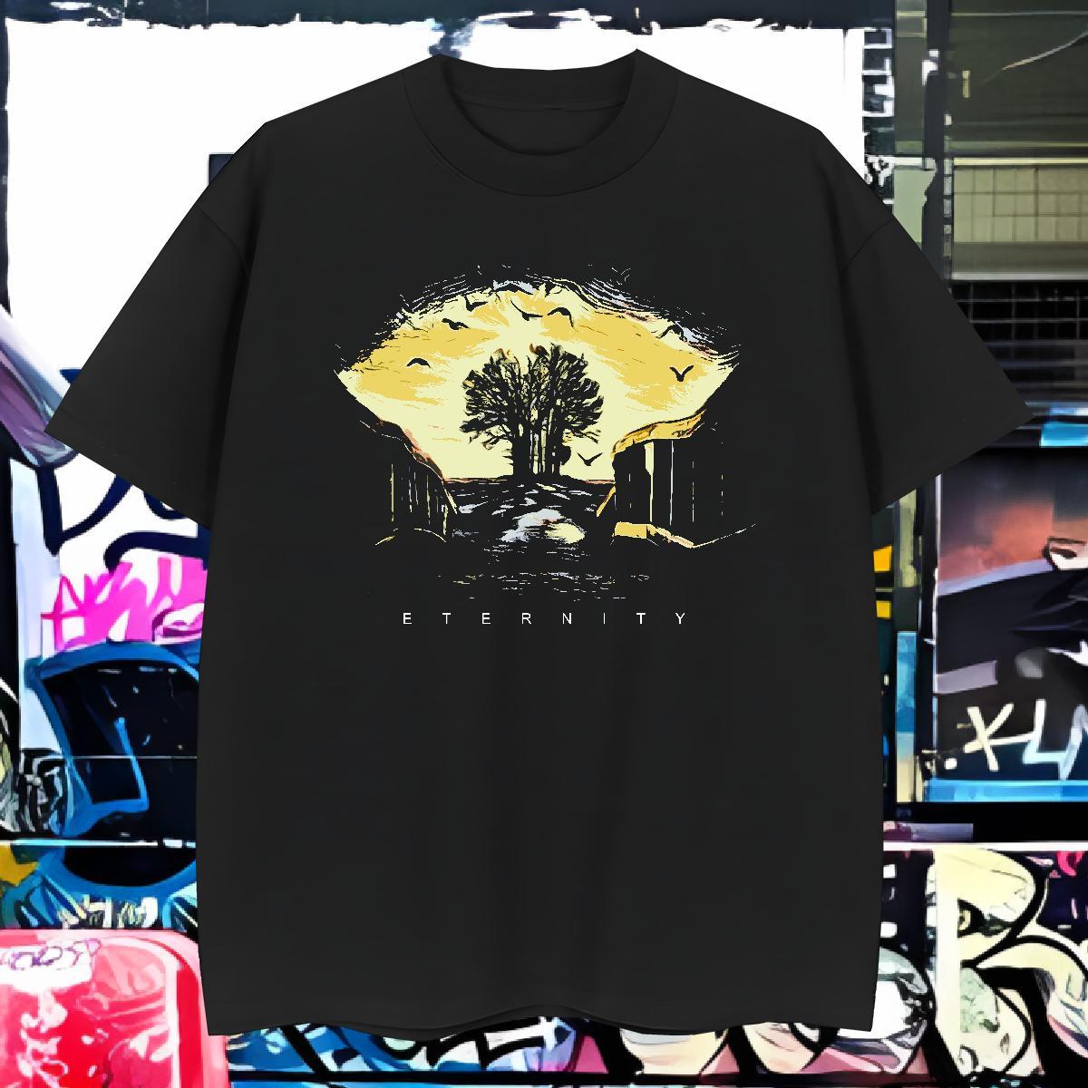 Man T Shirts 100% Cotton 230g tree Anime Printing Street O-Neck Short Sleeve Plus Size Custom Men Tees Classic Casual High Quality Tops Tees