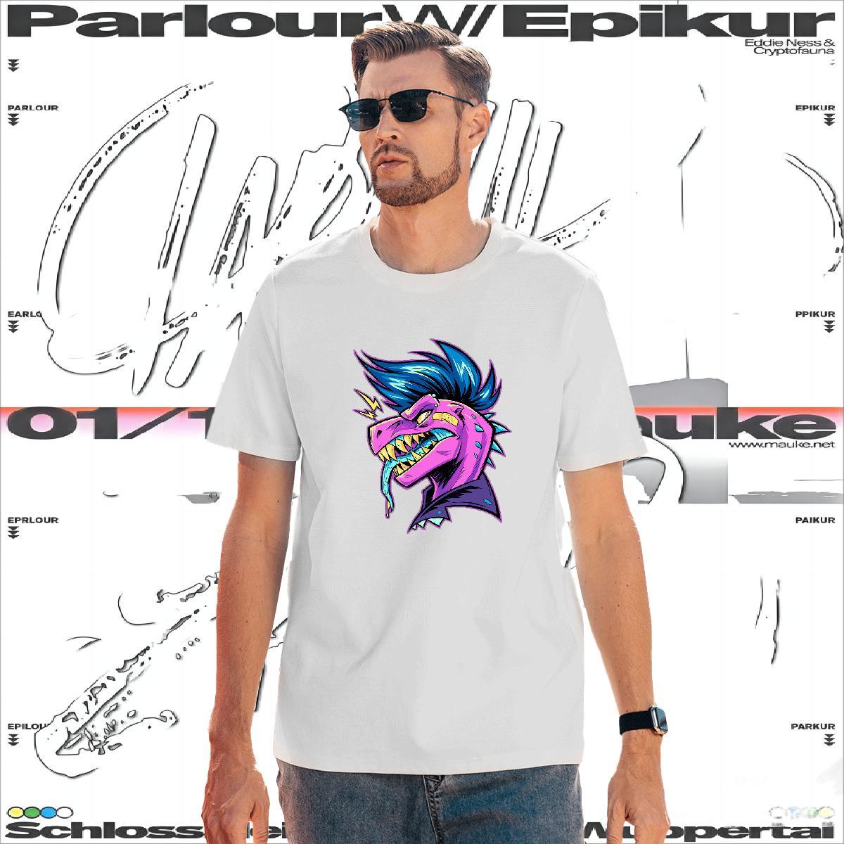 Classic Tshirts 100% Cotton 230g dinosaur T-Shirts Casual Crew Neck Black Oversized Wholesale Clothings