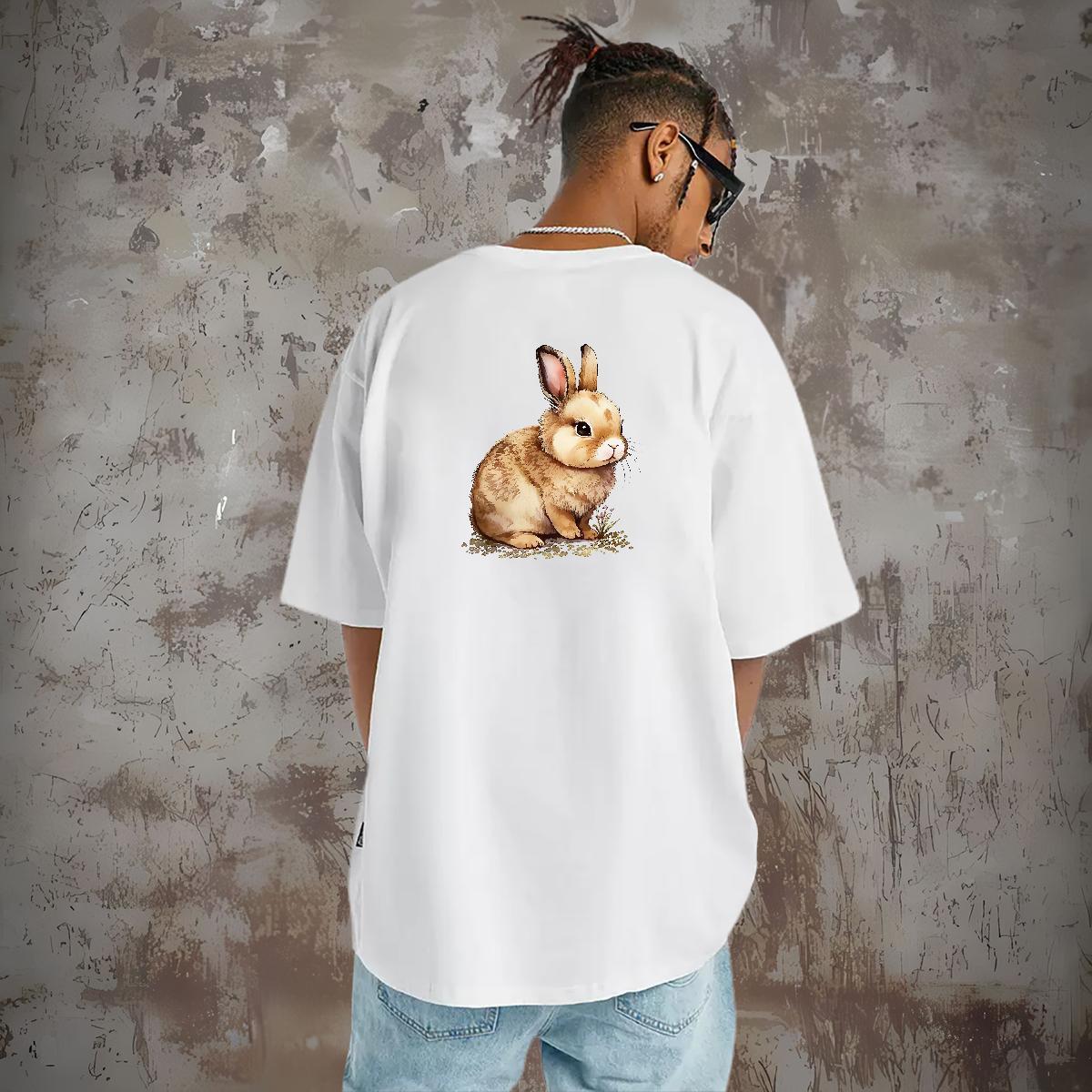Fashion Design T Shirts Men 230g Pure Cotton rabbit Sport Tops Tees O-Neck Short Sleeve Designer Tshirt for Man Woman DIY Anime