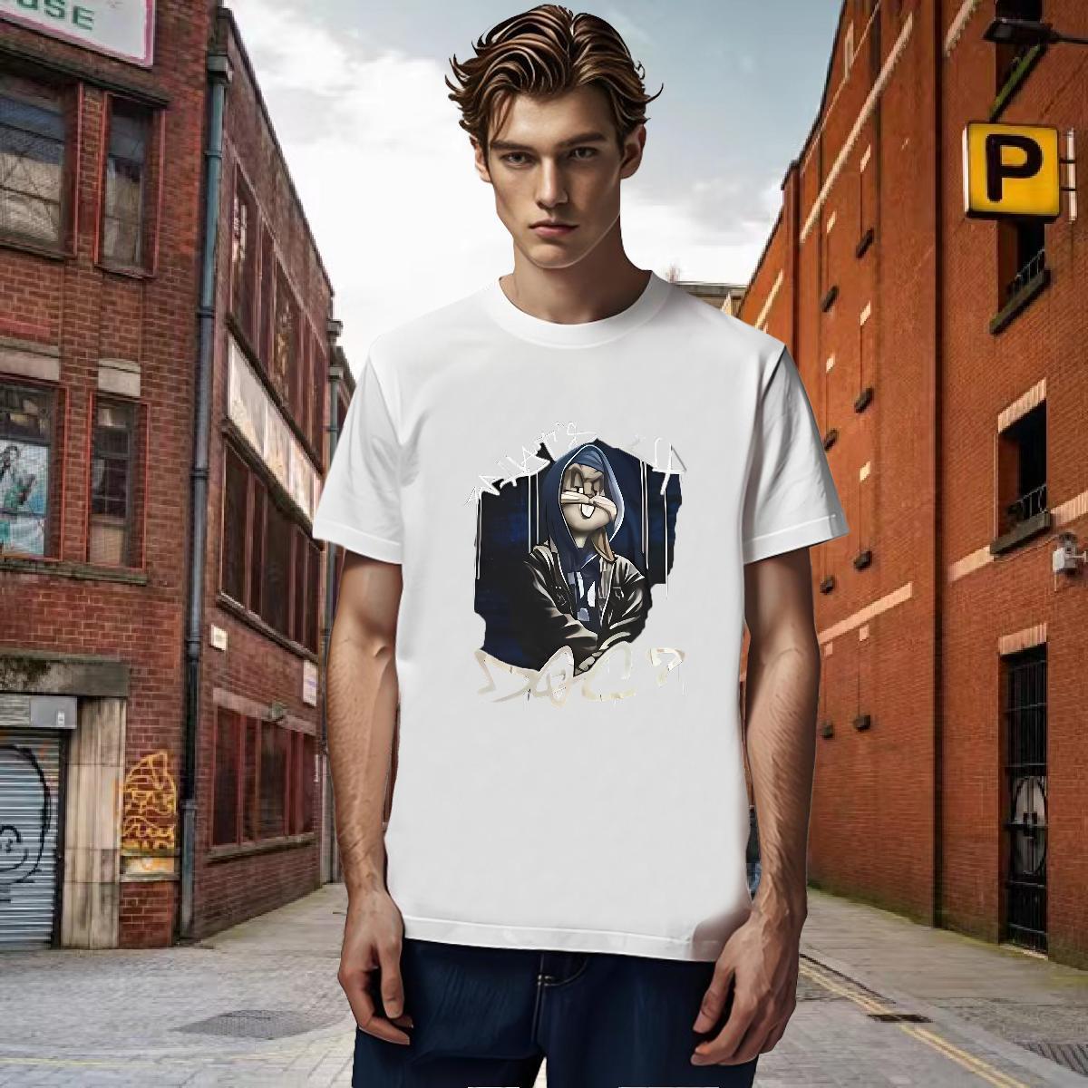 Classic Couples T Shirts 100% Cotton 230g rabbit Men T Shirts Hip Hop O Neck Short Sleeves Anime Fashion Wear