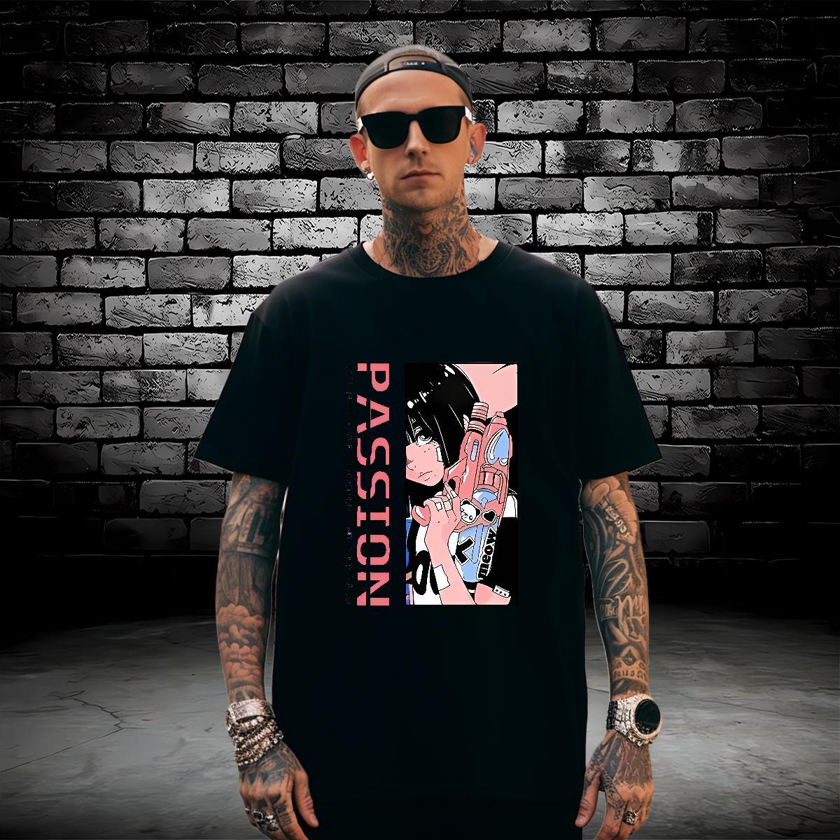 T-Shirts for Men 230g Cotton cartoon Street wear Hip Hop O Neck Short Sleeves Customized Couples T Shirts Fashion Casual Unisex Tshirts