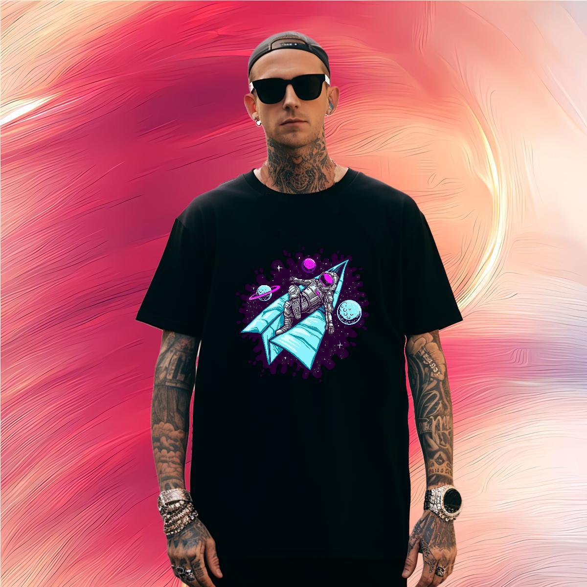 T-Shirts 100% Cotton 230g cosmonaut Street Casual Breathable Crew Neck Asian Size Men Tees Fashion New TOP Quality Top Tees