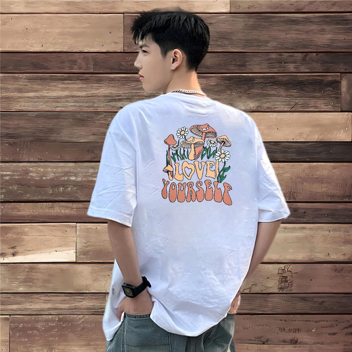 Stylist T shirt 100% Cotton 230g mushroom Sport Tops Tees Short Sleeve O-Neck Free Shipping Couples T Shirts Graphic