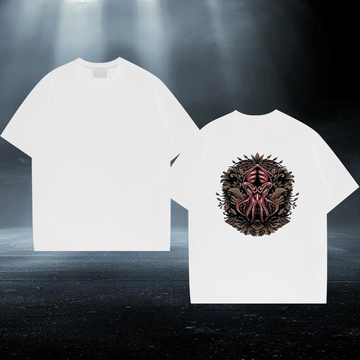 2024 Designer Men T Shirts 230g Pure Cotton octopus Street Wear Tops Crew Neck High Quality Men Tops Tees White Plus Size