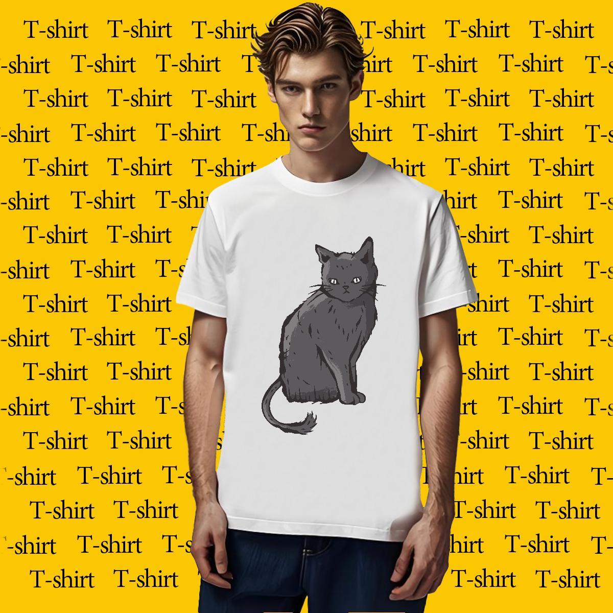Fashion Casual Man T Shirts 230g 100% Cotton cat High Street Hip Hop Tops Tees Breathable Crew Neck Unisex Couples T Shirts Custom Big Size