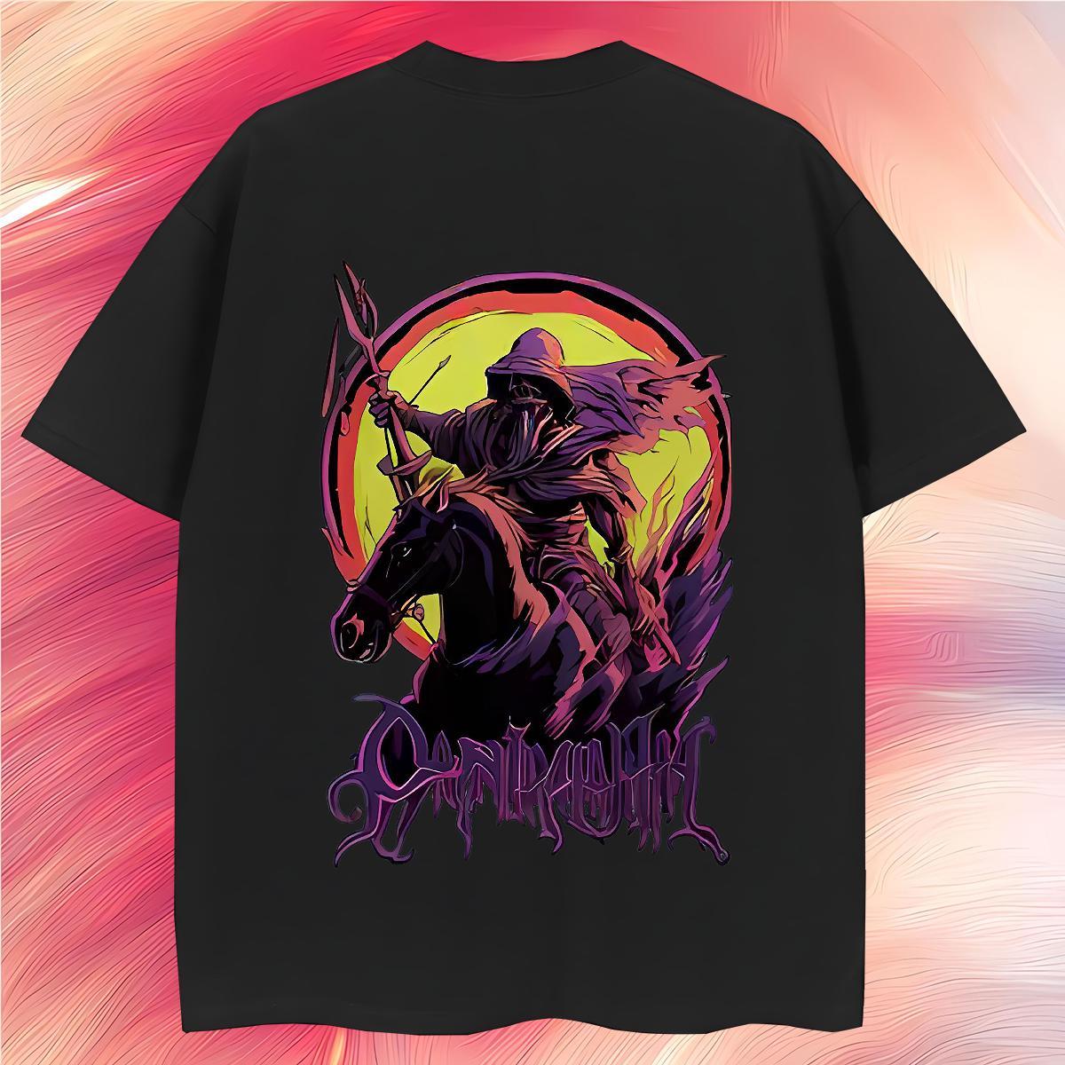 Wholesale T Shirts Men 100% Cotton 230g horse Sports Casual Tops Tees Breathable Crew Neck Classic Men Clothes T-Shirt Plus Size Cartoon