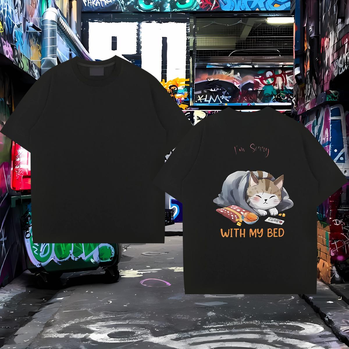 New Designer T-Shirts for Men 100% Cotton 230g cat Spring Summer Tops Crew Neck Soft Mens Tshirts DIY Printed