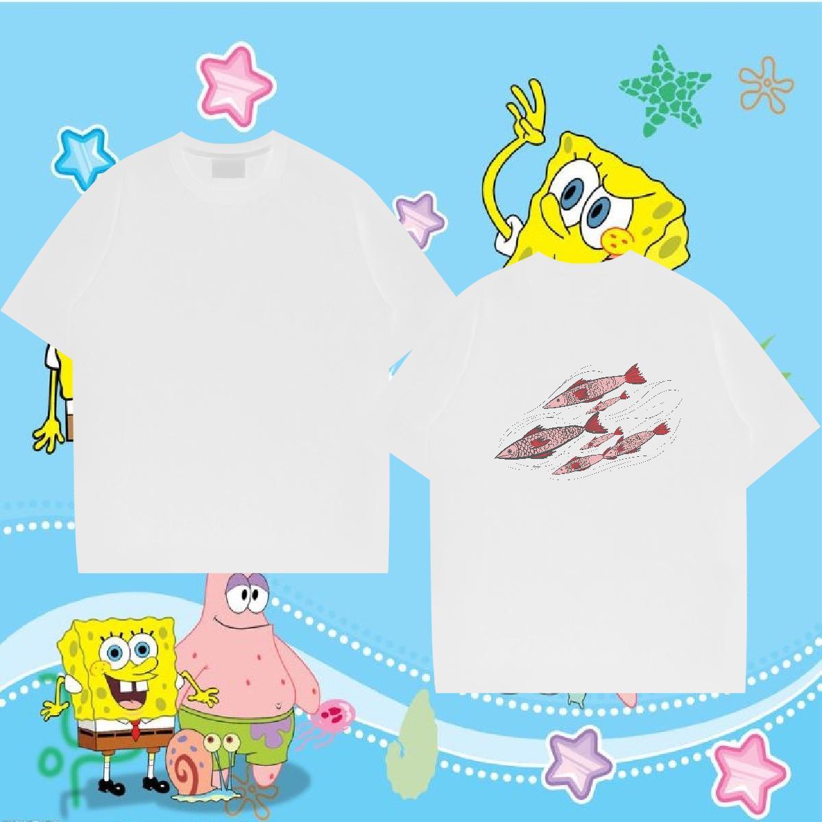 Casual New Mens T Shirts 230g 100% Cotton fish Street Casual Tshirts Short Sleeve O-Neck Wholesale Couples T Shirts Custom Cartoon