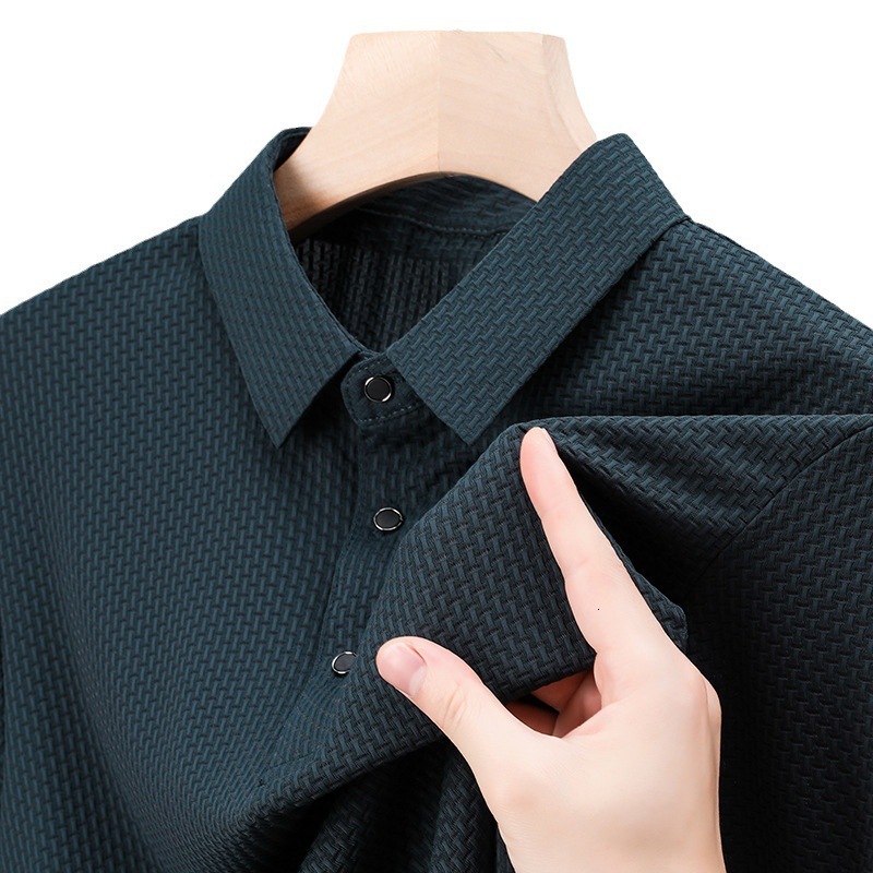 2024 Summer Business Solid Color Simple Polo Shirt Short sleeved Premium T-shirt Men's Top