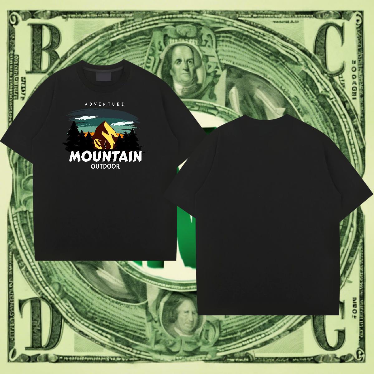 Cool Design Men Clothes T-Shirt 230g Pure Cotton Street Casual mountains White Plus Size Breathable Short Sleeve DIY Customized Men T Shirts Tshirts