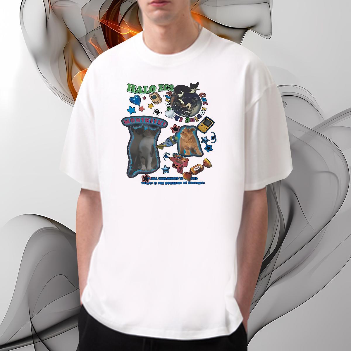 T-Shirts for Men 230g Cotton cat Casual Beach Pure Cotton Plus Size Cartoon Mens Tshirts Designer Fashion Wholesale Clothes