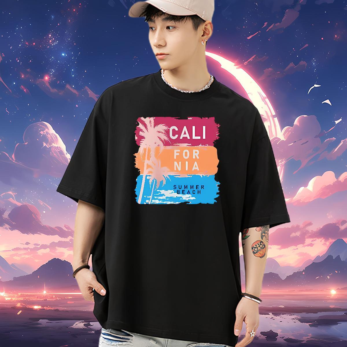 New Man T Shirts 100% Cotton 230g letter Daily Wear Clothes Breathable Crew Neck Brand Tshirt for Man Woman DIY Printed