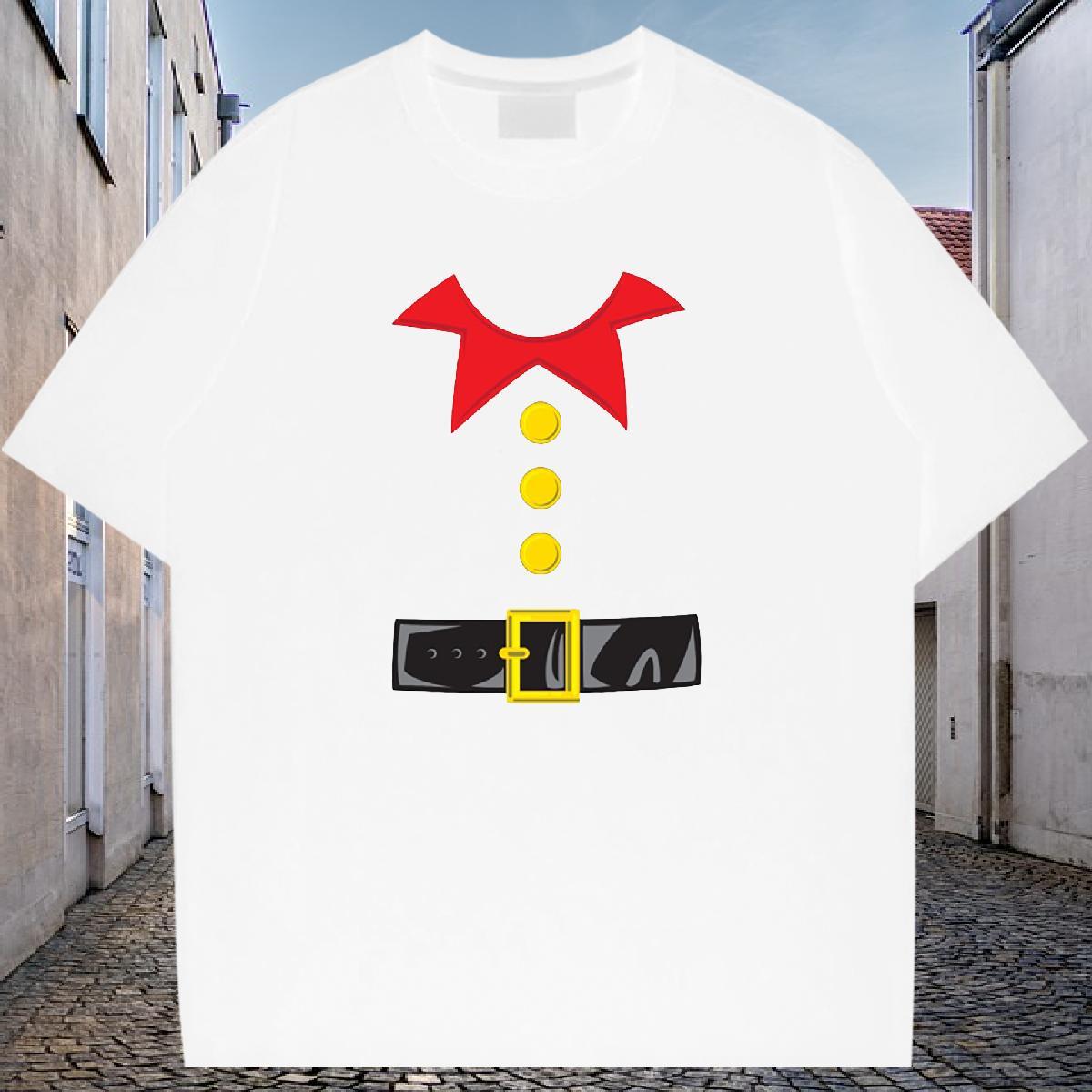 New T shirt 230g Cotton Christmas Anime Printing Street Tops Shirt Crew Neck Loose Fit Men Clothes T-Shirt Black White