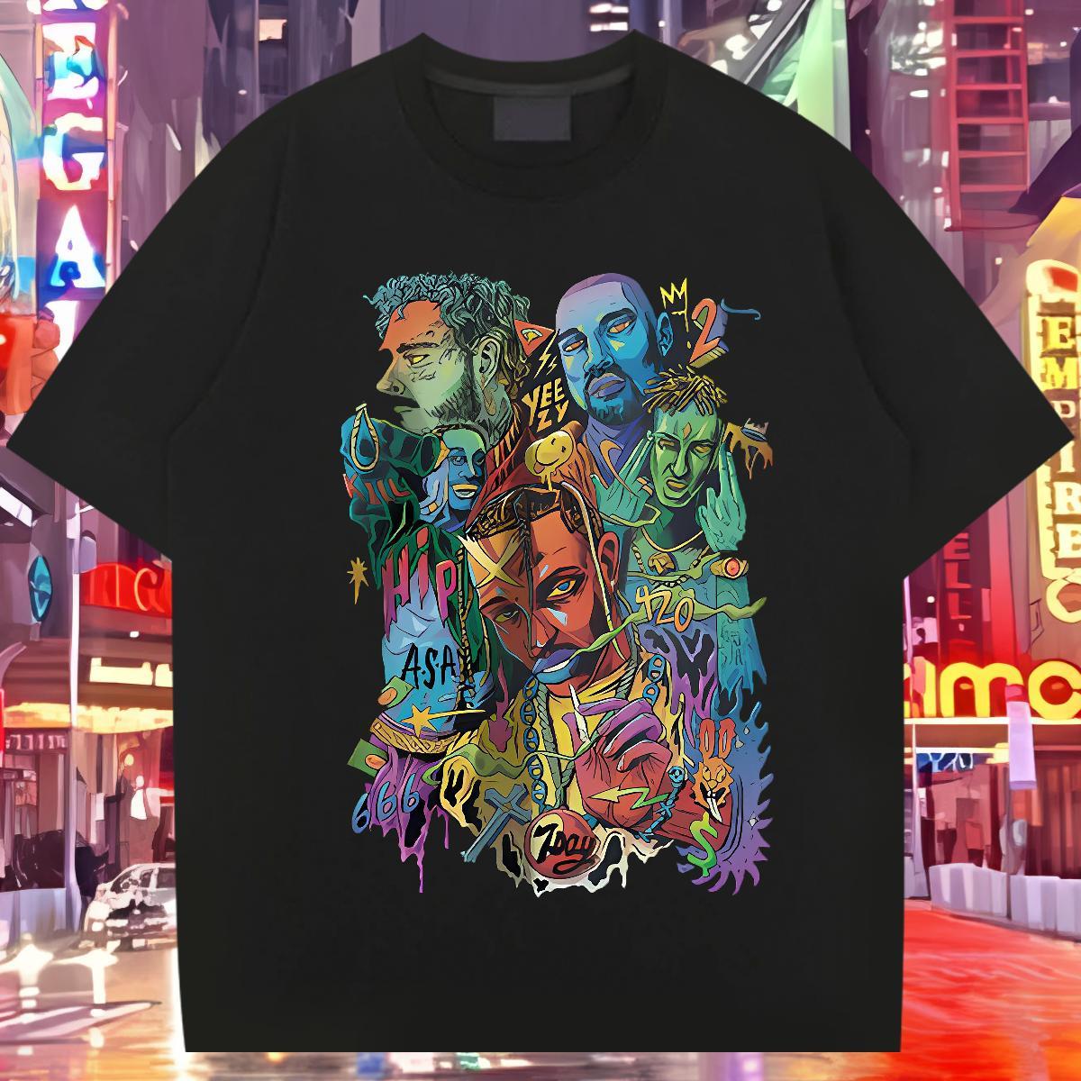 Mens T Shirts 100% Cotton 230g portrait Casual Breathable Soft Cartoon Printing L-4XL Men Clothes T-Shirt 2024 Designer Brand Clothings