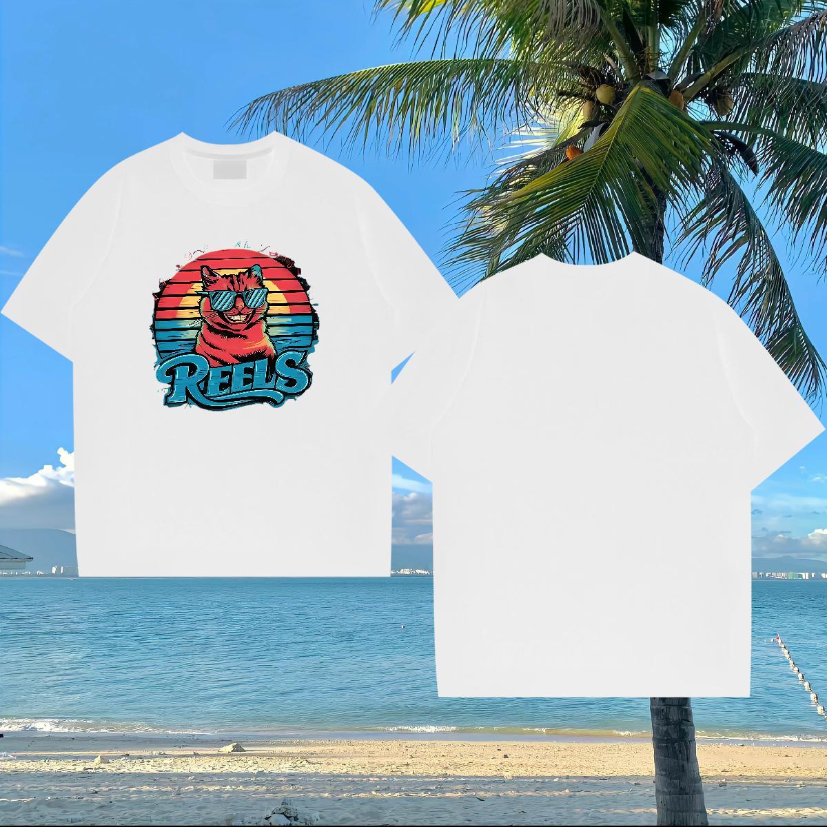 New Arrival T-Shirts 230g Pure Cotton cat Street Casual Tops Shirt Breathable Designer Men Tops Tees Skull