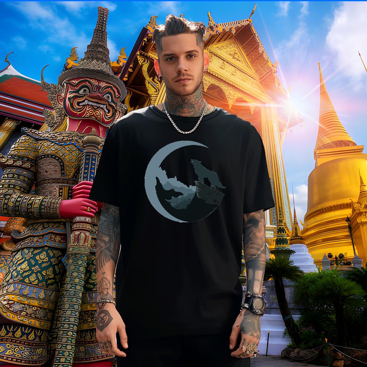 Loose Fit Men Tops Tees 100% Cotton 230g wolf Men T Shirts Daily Wear Breathable Soft Custom Printed Classic Casual Top Tees