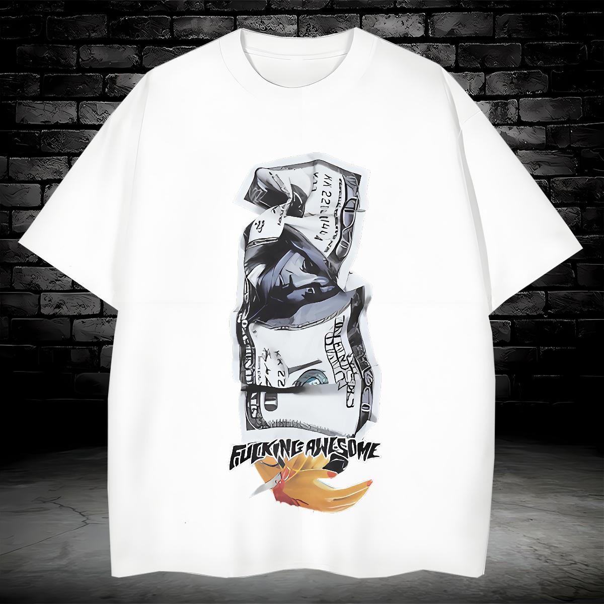 T Shirts Men 100% Cotton 230g money Street Wear Breathable Crew Neck Skull Men Tops Tees Designer Fashion Comfortable Top Tees