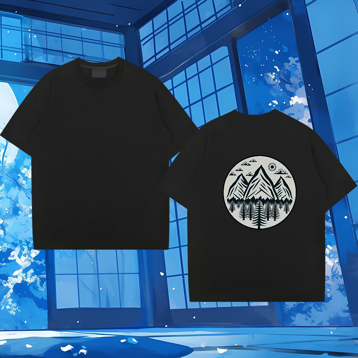 Classic Casual Man T Shirts 230g Pure Cotton tree Hip Hop Tees Shirts O-Neck Short Sleeve TOP Quality Couples T Shirts DIY Anime