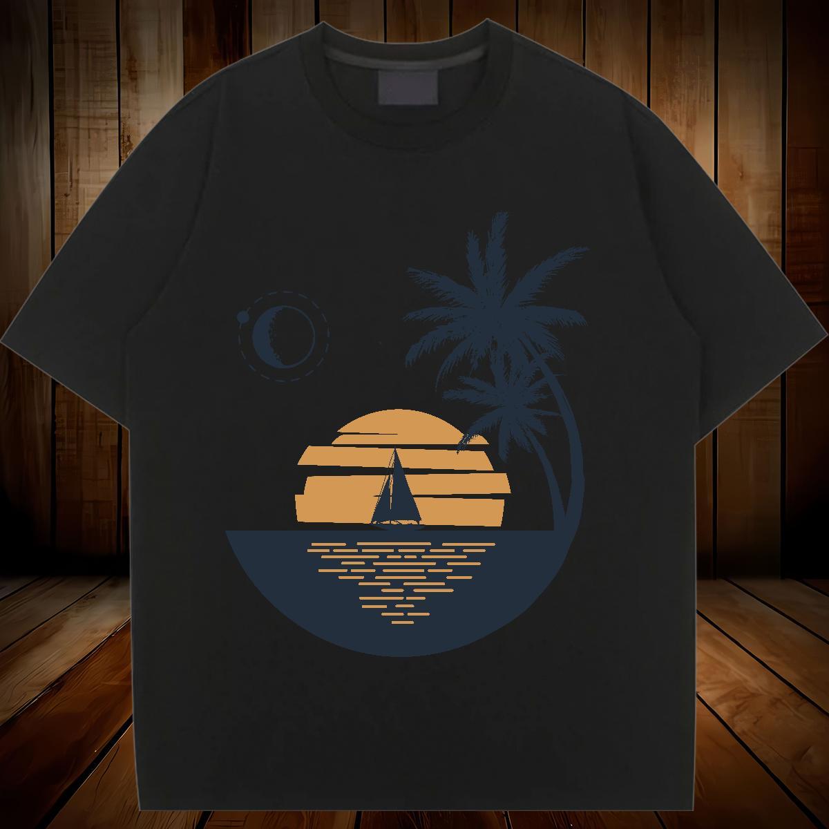 Nice T Shirts Women Breathable Soft Tshirt for Man Woman Floral Print sea Sport 100% Cotton 230g TOP Quality Tees