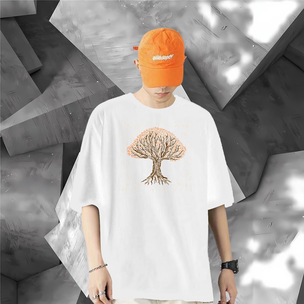 Fashion Design T Shirt For Man 230g Cotton tree High Street Hip Hop Clothings Crew Neck High Quality Couples T Shirts Custom Printed