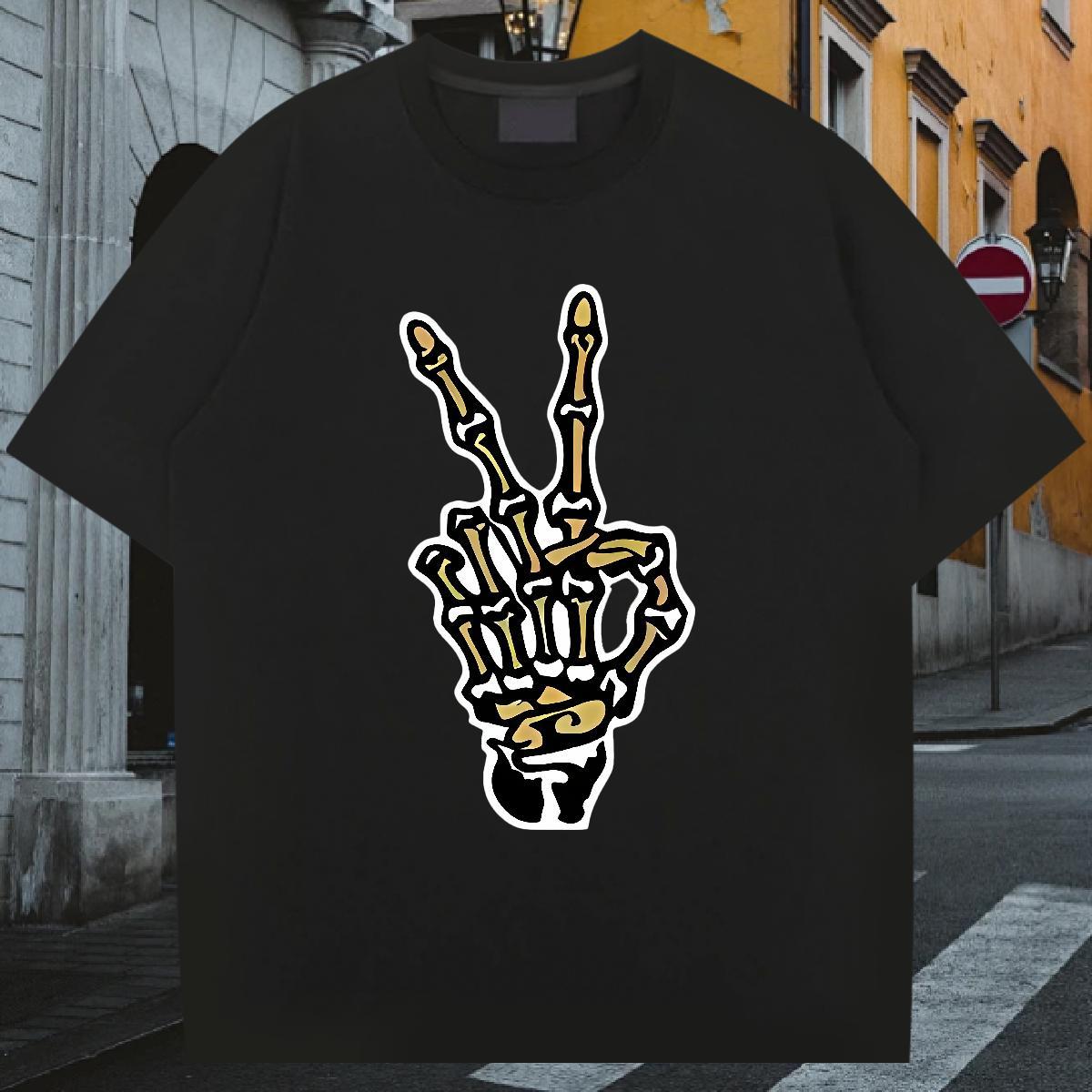 Mens T Shirts 230g Pure Cotton hands Street wear Hip Hop O Neck Short Sleeves Customized Men Tops Tees Fashion Design Comfortable Clothes