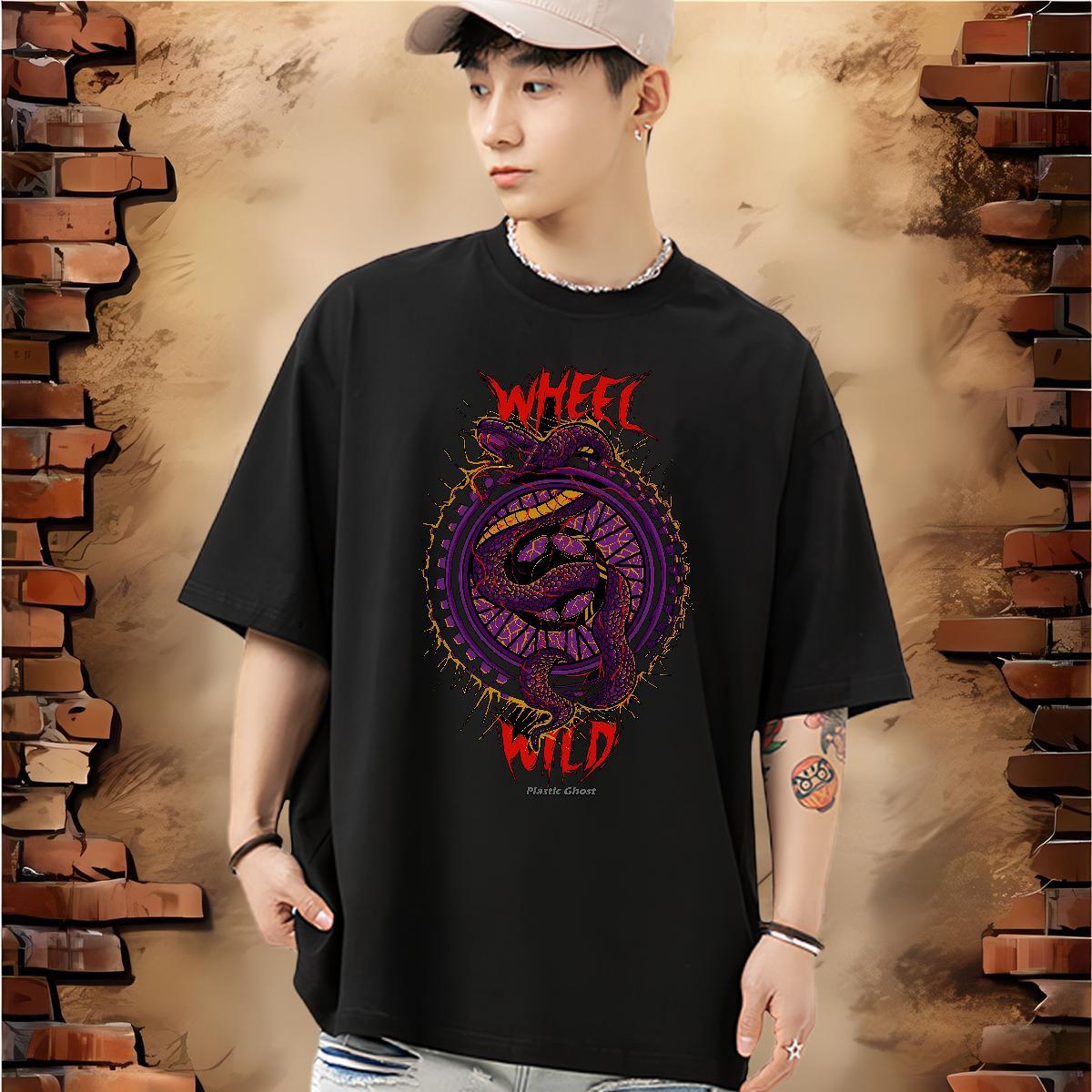 2024 New Man T Shirts 100% Cotton 230g snake Daily Wear Tee Shirt Breathable Crew Neck Cool Design Tshirt for Man Woman Oversized
