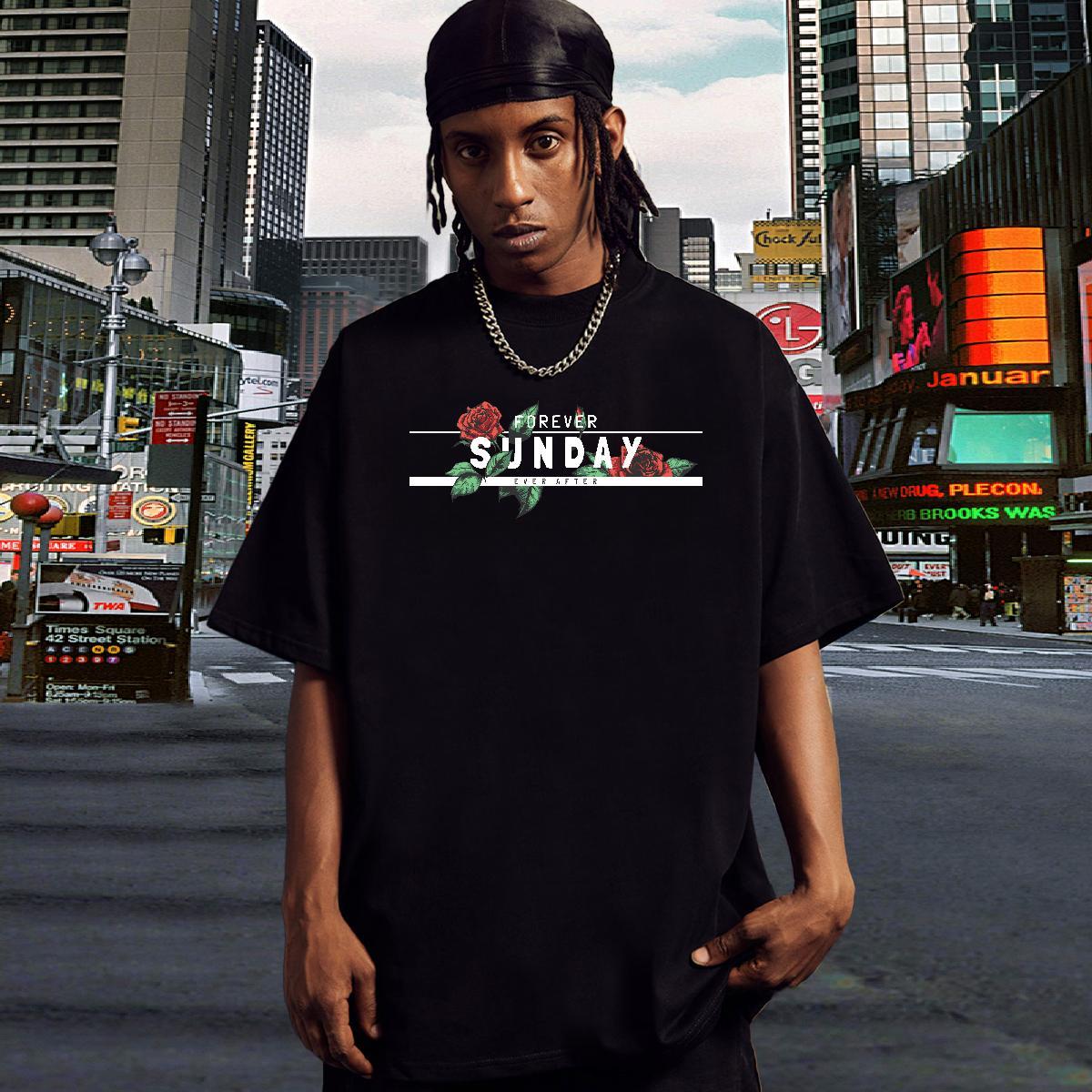 T shirt 100% Cotton 230g ROSE Daily Wear O-Neck Short Sleeve Cartoon Print Tshirt for Man Woman Classic Popular Tops Shirt