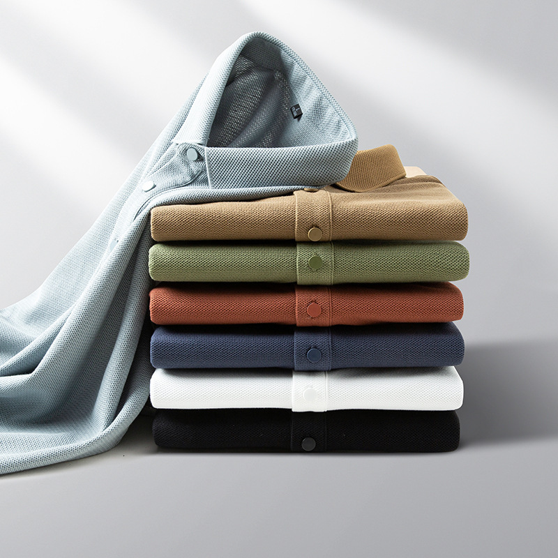 Jacquard POLO shirt short sleeved T-shirt 2023 summer trendy brand solid color lapel breathable mesh men's top