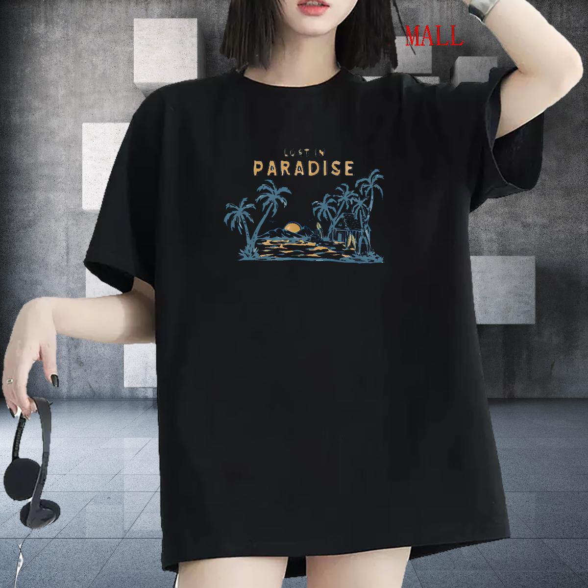 5A T-Shirts O-Neck Short Sleeve Lady T shirt Black Oversized sea Sport 100% Cotton 230g Fashion Casual Tee Shirt