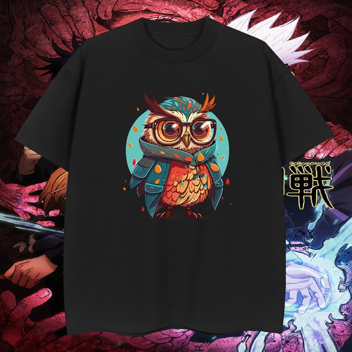 TOP Quality Mens Tshirts 230g Cotton Owl T Shirt For Man Daily Outfit Crew Neck Custom Cartoon Designer Fashion Polos