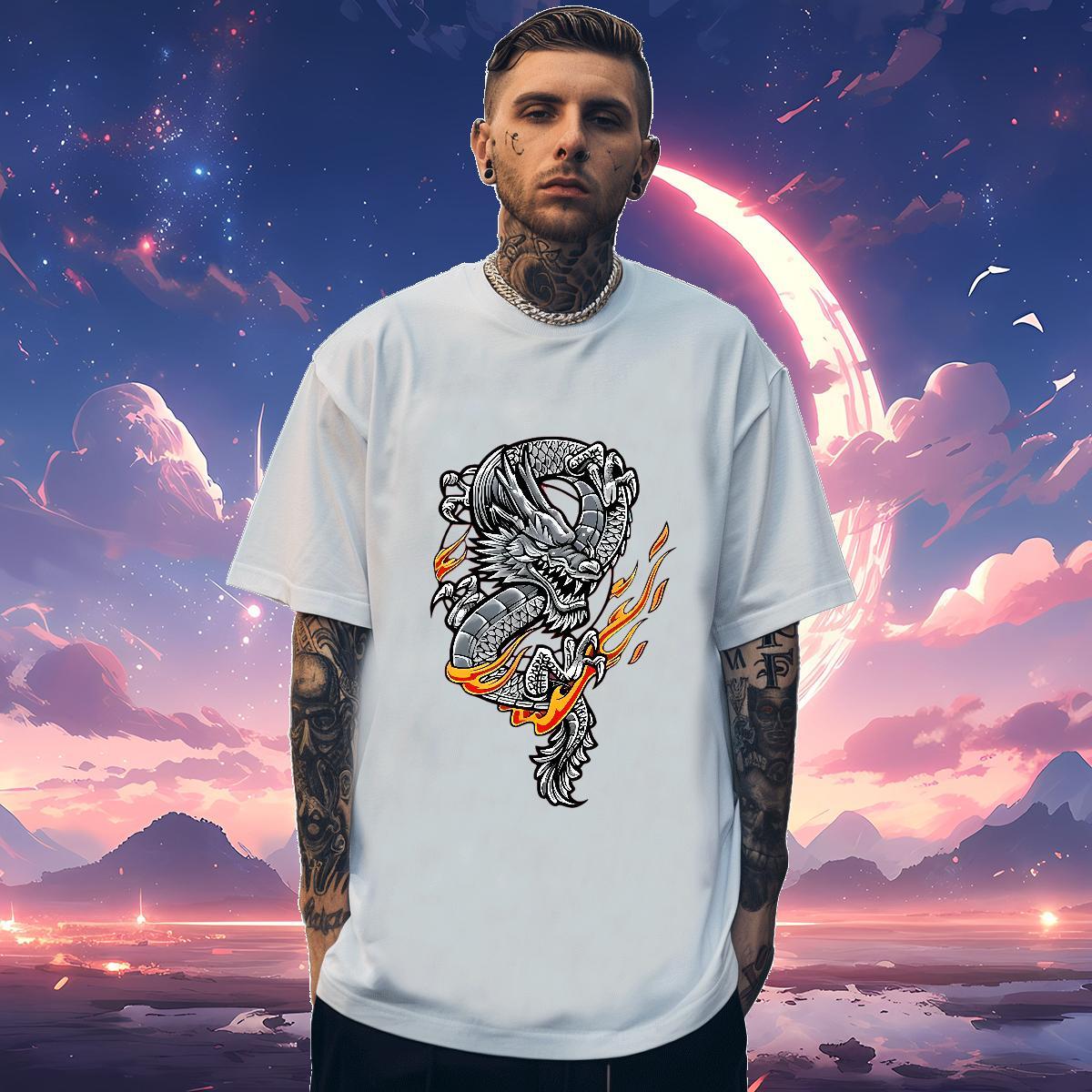 Mens T Shirts 230g Pure Cotton Street Casual Breathable Short Sleeve Plus Size Cartoon Men Clothes T-Shirt Wholesale Comfortable Tshirts