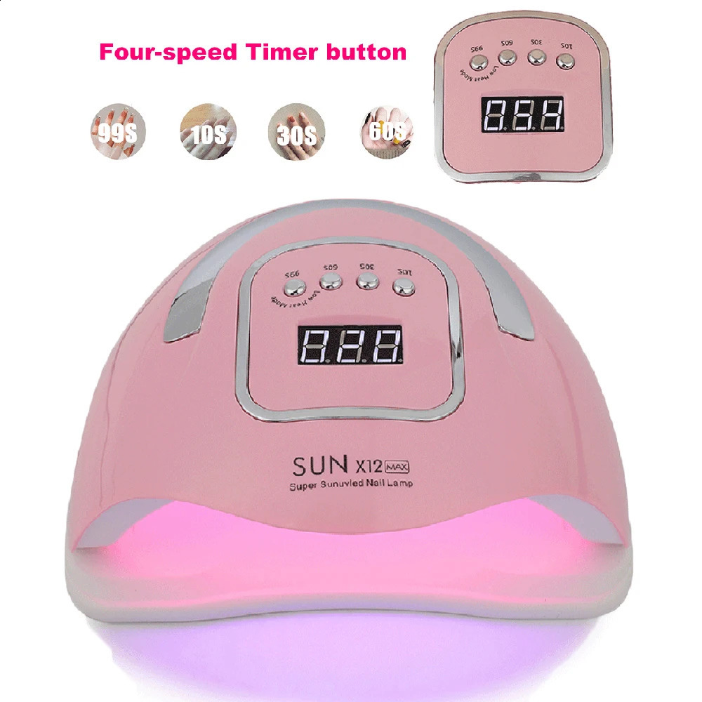 SUNX12 Max 280W Nail Lamp Pink Nail Dryer For Manicure 66 Leds UV Light Quick Cure Autosense Nail Lamps With Base 240729