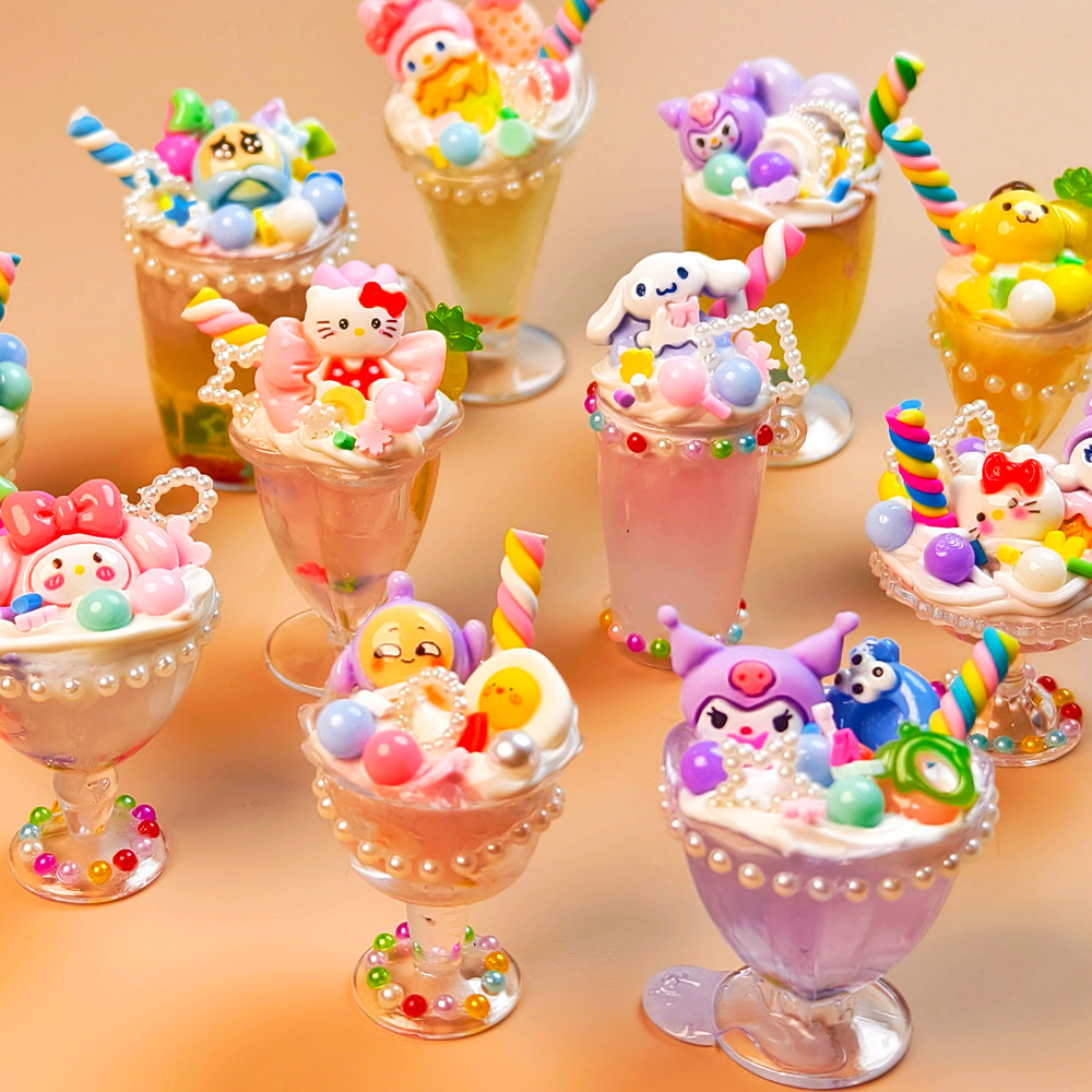 Simulated ice cream cup children's handmade DIY dessert cup cream gel material package set homemade smoothie cup toy