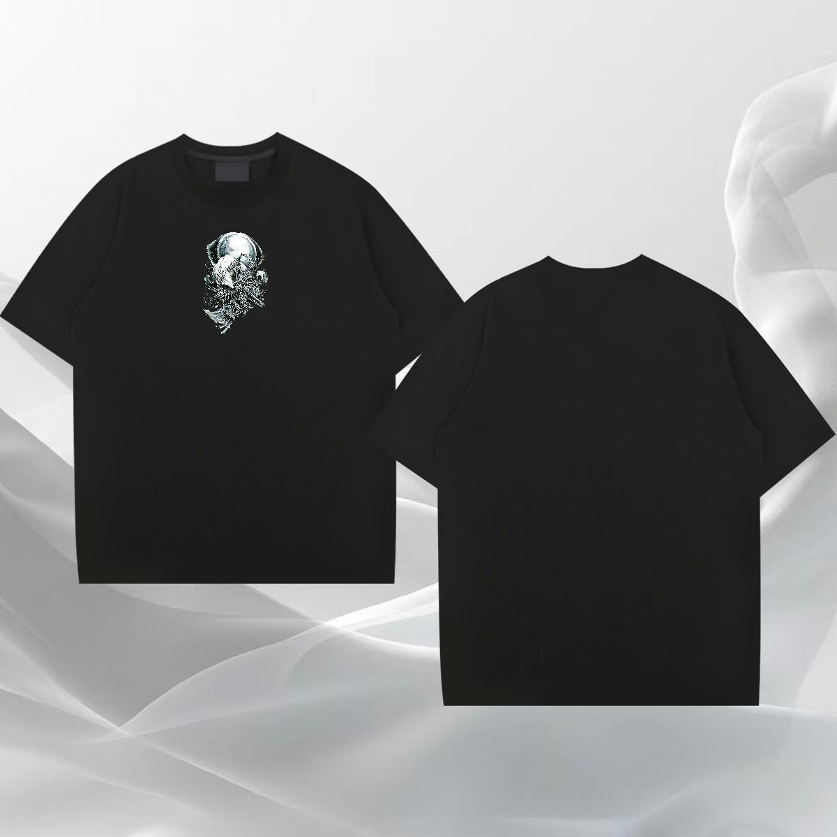 Soft Tshirt for Man Woman 230g Cotton Casual wolf Anime Print Round Neck Short Sleeve New Designer T Shirts Men Wear