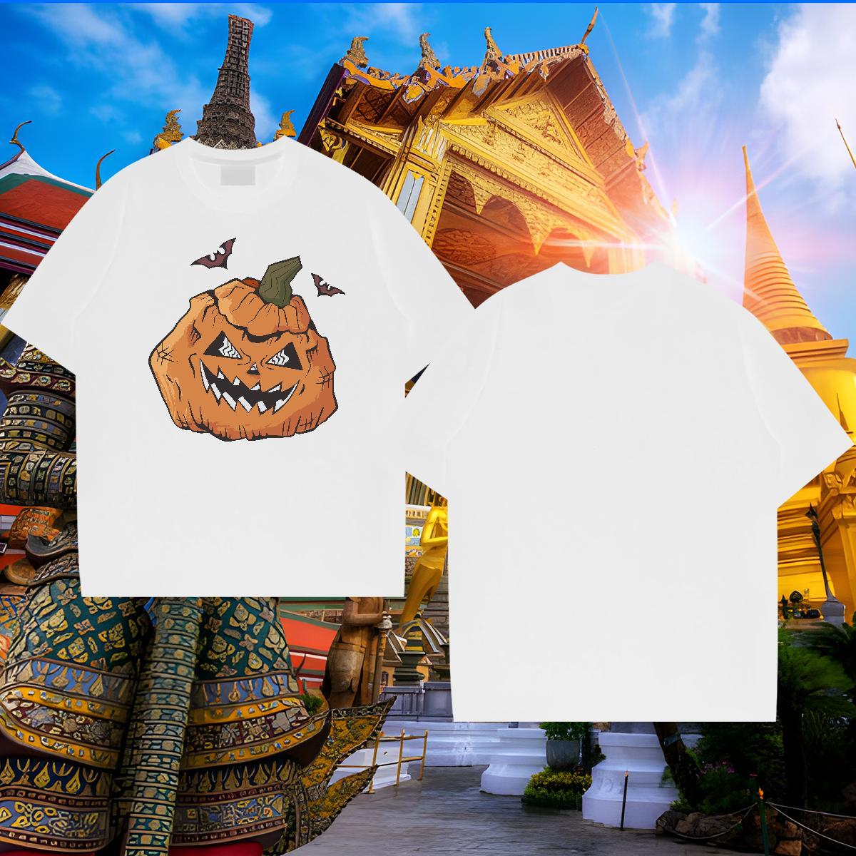 Comfortable Men Tops Tees 100% Cotton 230g pumpkin T Shirt For Man Hip Hop Pure Cotton Customized Casual New Polos