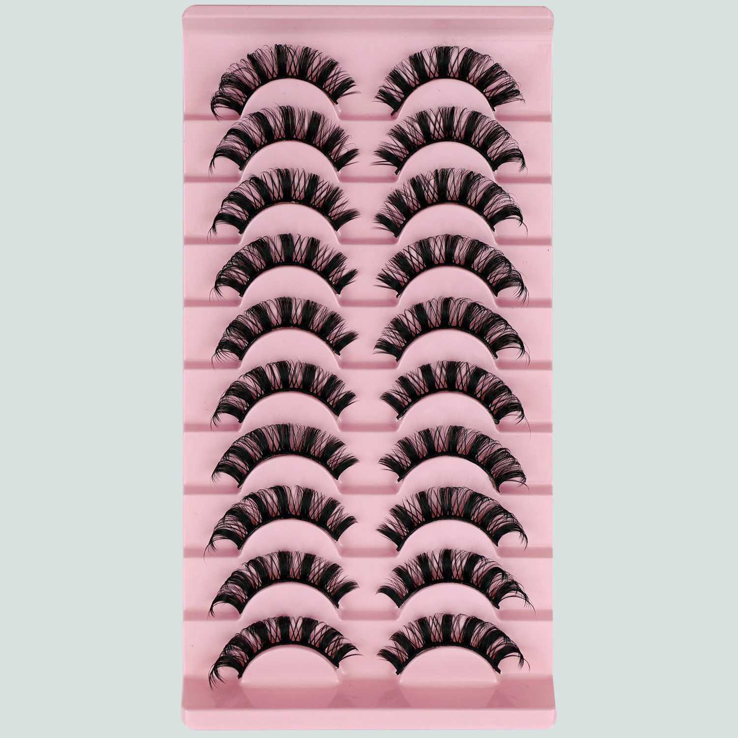 10 pairs of fluffy false eyelashes natural volume eyelashes plush and plump a must-have for perfect makeup W240803