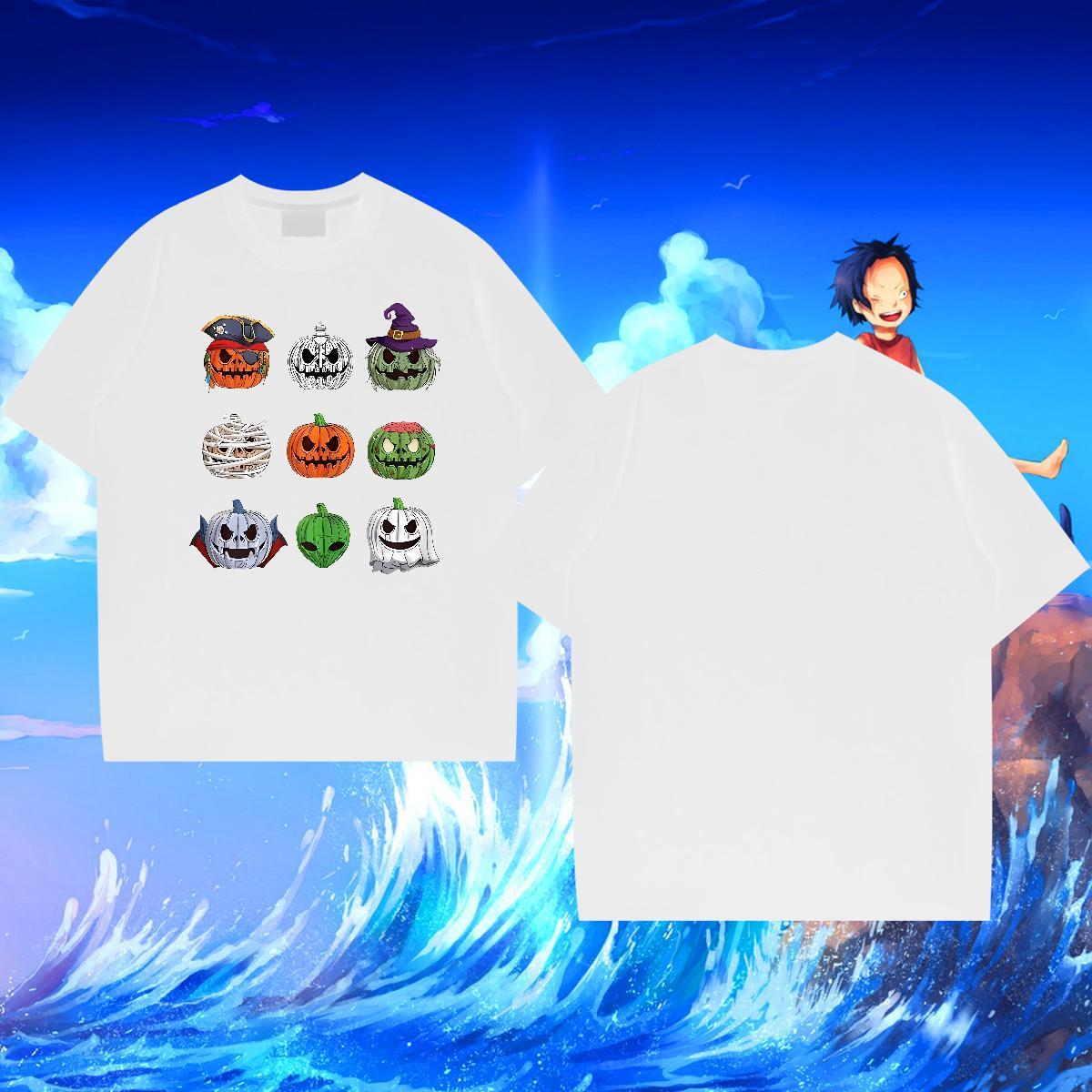 2024 New T Shirts Men 100% Cotton 230g halloween Street Wear Tops Short Sleeve O-Neck Popular Couples T Shirts Cartoon Print