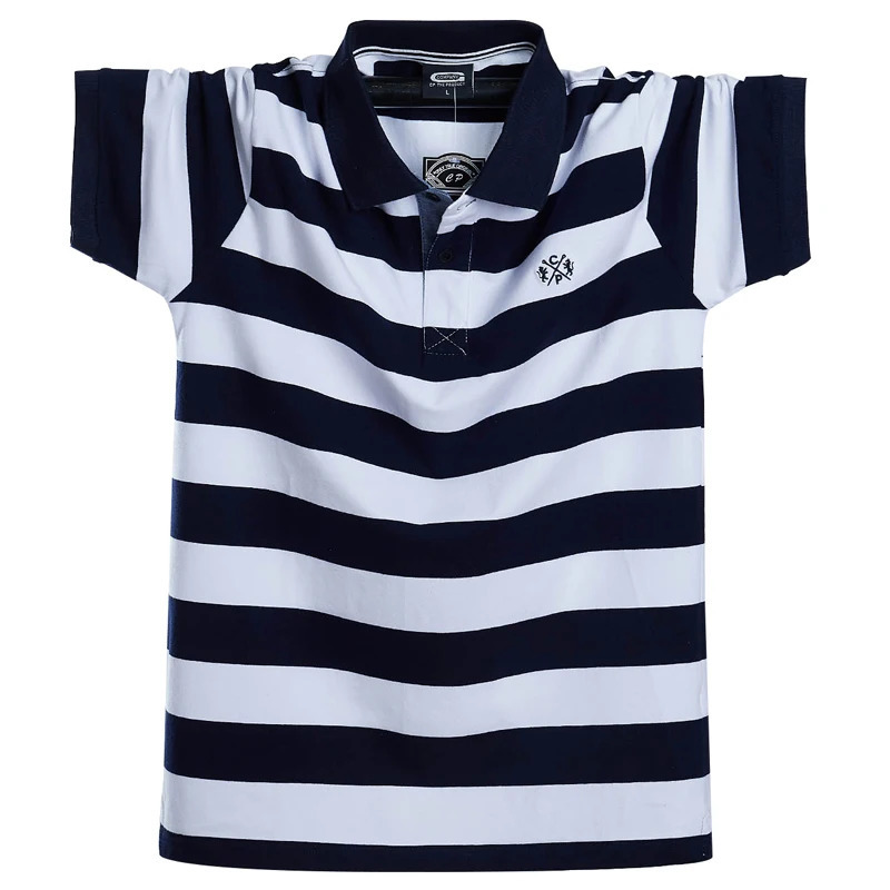 Men Polo Shirt Summer Mens Casual Breathable Plus Size 5XL 6XL Striped Short Sleeve Polo Shirt Pure Cotton Fashion Men Clothes 240806