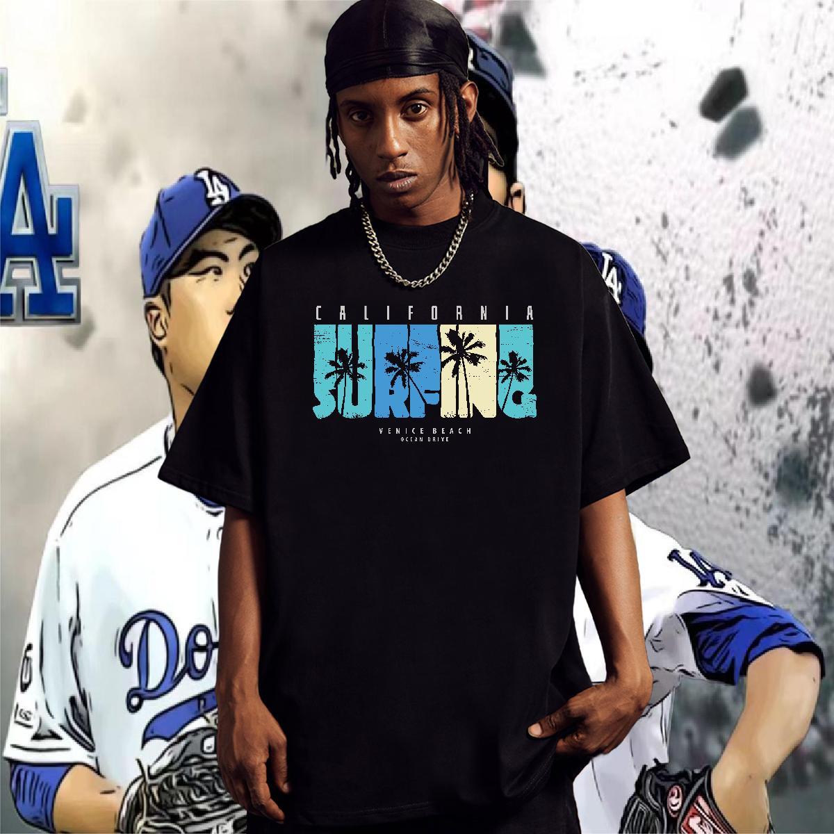 2024 Summer T shirt 100% Cotton 230g tree Outdoor Top Tees Breathable Crew Neck High Quality Men Tops Tees Custom Anime